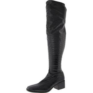 kniehohe Stiefel – Kunstleder, Tiermuster