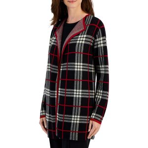 Glen Strickjacke – Baumwoll-Stretch, Karomuster
