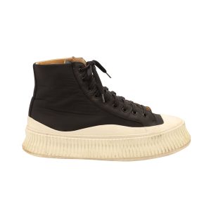 Jil Sander vulkanisierte hohe Sneaker aus schwarzem Canvas – 7748657152060