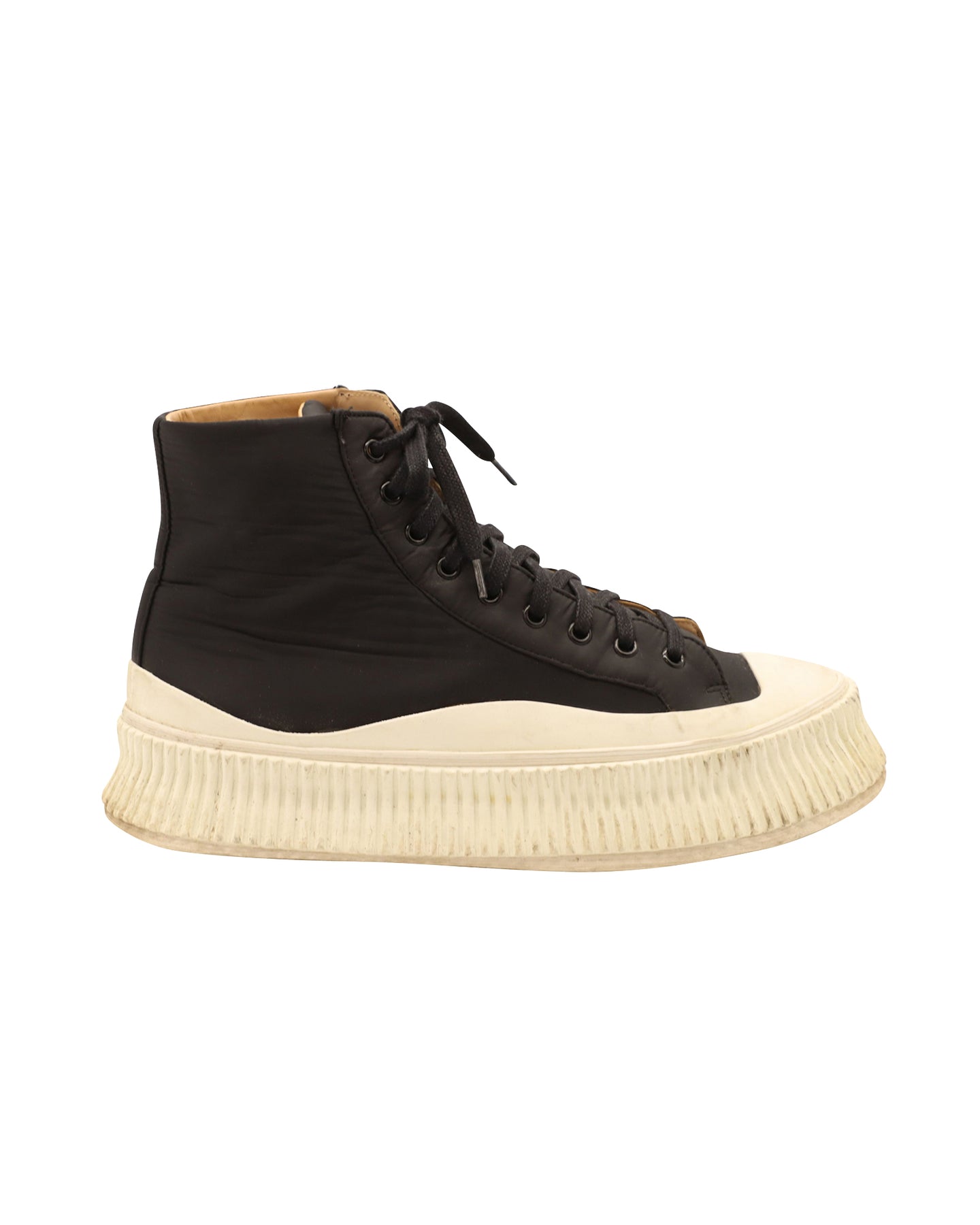 Jil Sander vulkanisierte hohe Sneaker aus schwarzem Canvas – 7748657152060