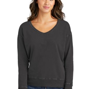 Port & Company Beach Wash stückgefärbtes Damen-Sweatshirt mit V-Ausschnitt
