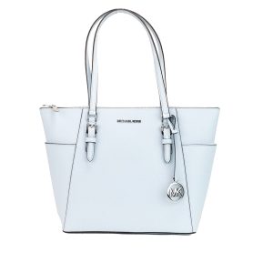 Michael Kors Charlotte große Damen-Shopper-Handtasche aus Leder mit oberem Reißverschluss in Vista-Blau