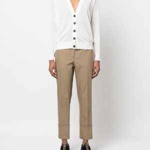 Brunello Cucinelli Damen-Strickjacke in Weiß mit Paillettendetail an den Schultern