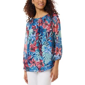 Bluse mit Rüschen und Bischofsärmeln