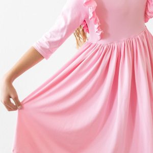 Bubblegum Kleid mit schwingendem Rock – Rüschen, Rosa