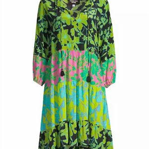 Miramar gestuftes Minikleid – Grün