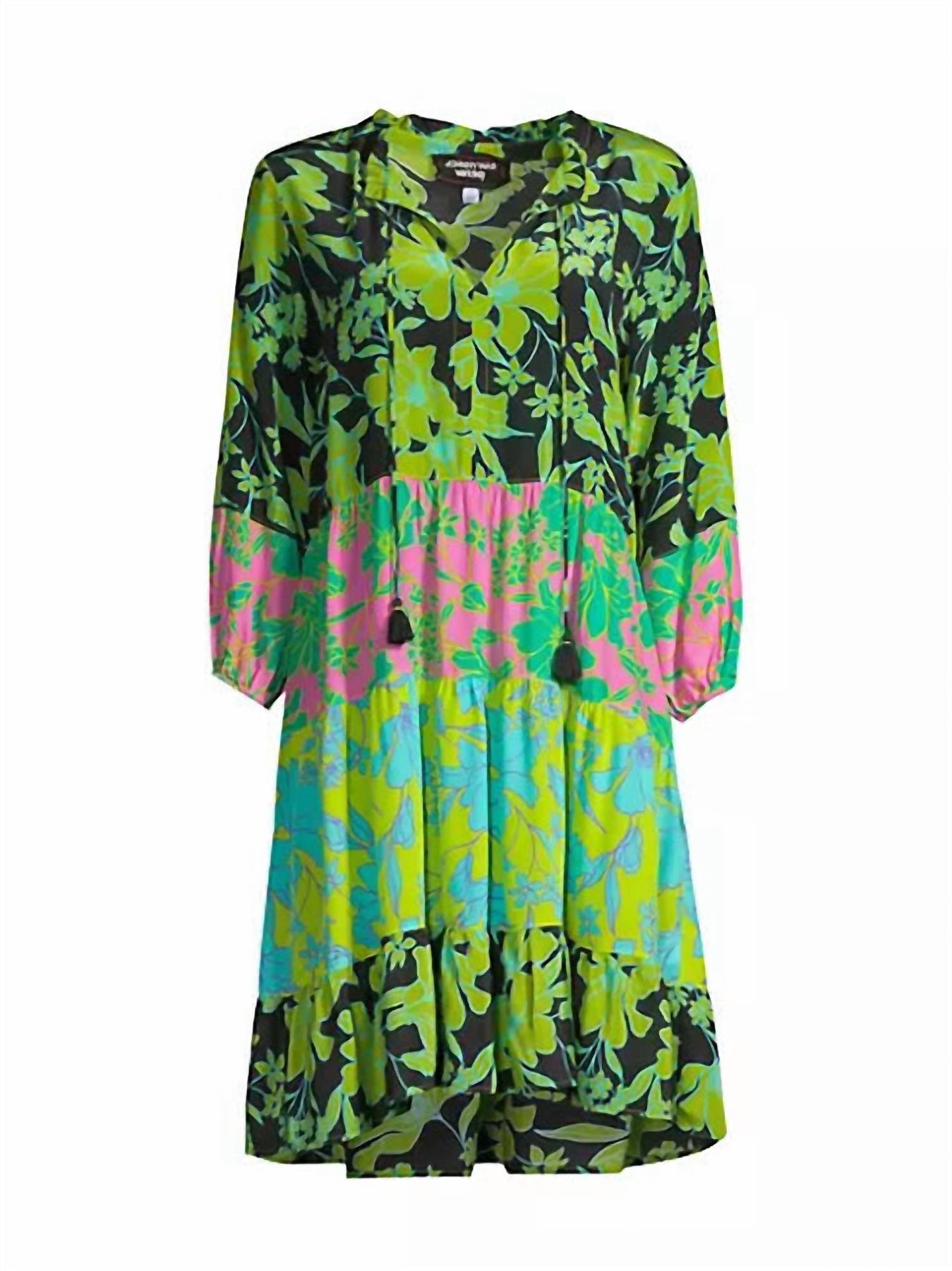 Miramar gestuftes Minikleid – Grün