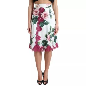 Dolce & Gabbana Print 7732495974460 Rock – hoher Bund, gebraucht, Damen, A-Linie, Rosé, Midi-Länge