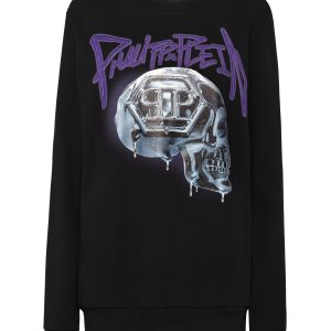 Oversize-Sweatshirt mit Rundhalsausschnitt und Totenkopfmotiv