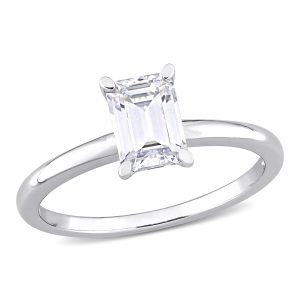 Mimi & Max Solitär-Verlobungsring aus Sterlingsilber mit achteckigem synthetischem Moissanit – 1 ct DEW