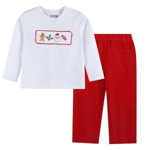 Lil Cactus Christmas Set aus gesmoktem Hemd und Cordhose