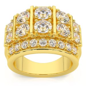 Herren-Jubiläumsring mit im Labor gezüchteten Diamanten, 7 ct, 10 K Gold