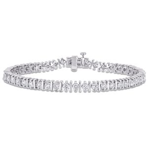 Mimi & Max Tennisarmband mit Stegdetails aus Sterlingsilber mit synthetischem Moissanit – 4 1/2 ct DEW