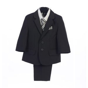 Dunkelgrauer fünfteiliger Baby-Jungen-Anzug mit Jacke, Weste, Einstecktuch, Krawatte, Hemd und Hose, 6–24 Monate