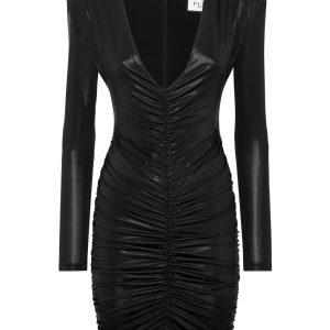 Lamé-Minikleid mit gepolsterten Schultern