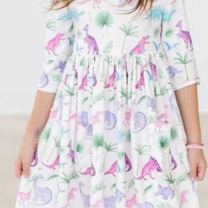 Dino Darling Kleid mit schwingendem Rock – 3/4-Ärmel, Taschen