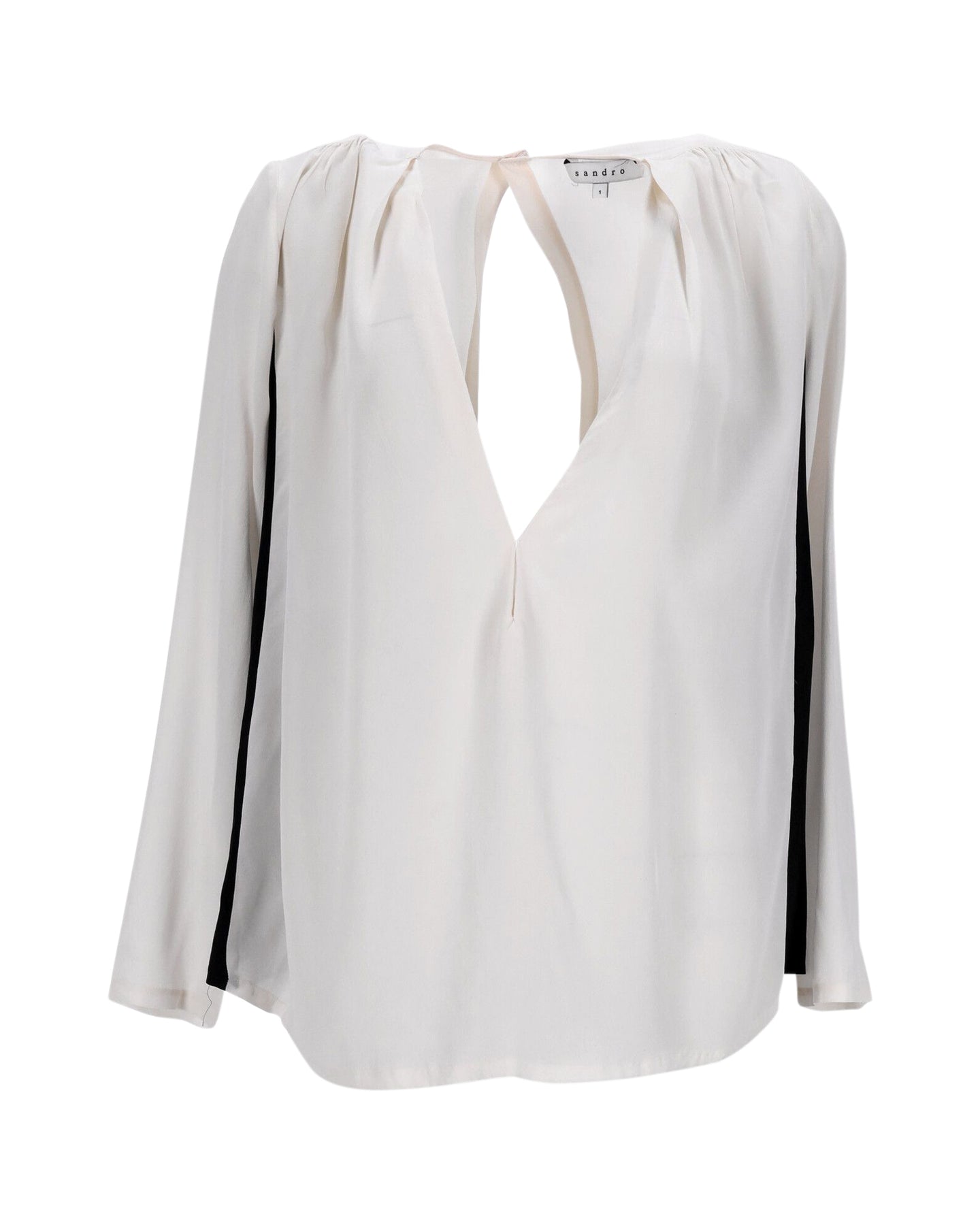 Sandro Bluse – V-Ausschnitt, Grau, Seide, 7748642603068