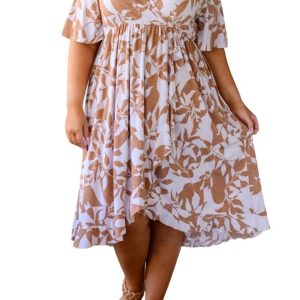 Conversation Starter 7732468187196 Kleid in Wickeloptik – Blumenmuster, Weiß, Braun