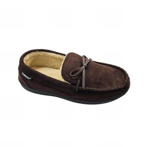Nigel Herren-Mokassin-Hausschuhe aus Mikro-Veloursleder – Dark Chocolate – 7733801680956