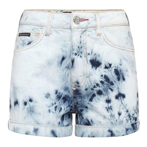 Gebleichte Denim-Hotpants mit hohem Bund – 7644998205500