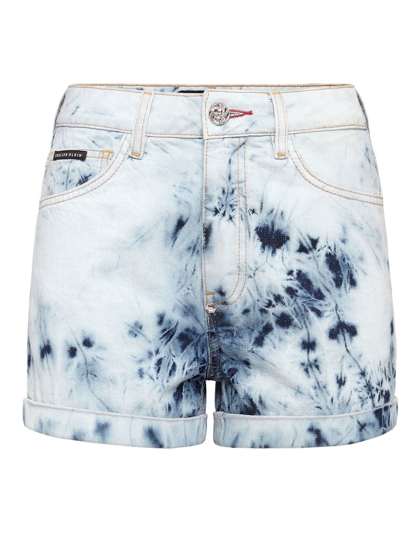 Gebleichte Denim-Hotpants mit hohem Bund – 7644998205500
