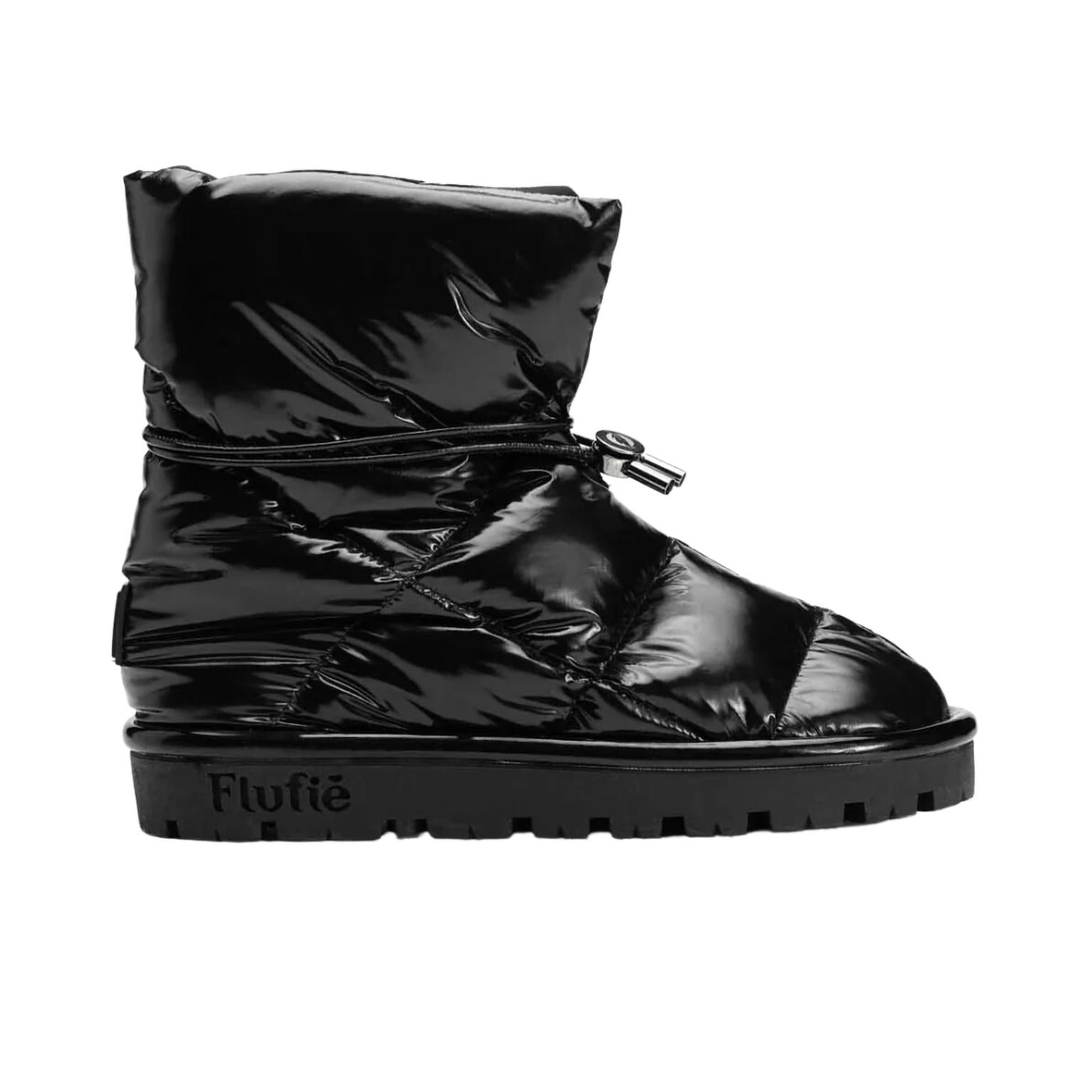 Jet Stiefel – Kissenform, Schwarz, glänzend