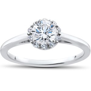 Madelyn Halo-Verlobungsring mit im Labor gezüchtetem Diamanten, 3/4 ct, 14 K Weißgold