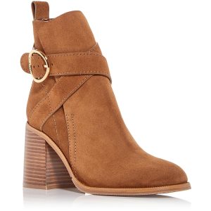 Veloursleder-Stiefeletten mit Schnalle