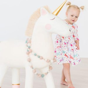 Unicorn Wish Kleid mit schwingendem Rock – 3/4-Ärmel, Taschen