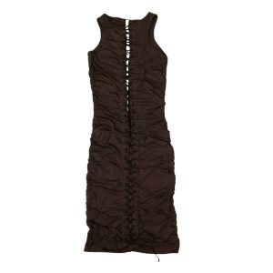 Unravel Project gerafftes Kleid mit Schnürung in Braun