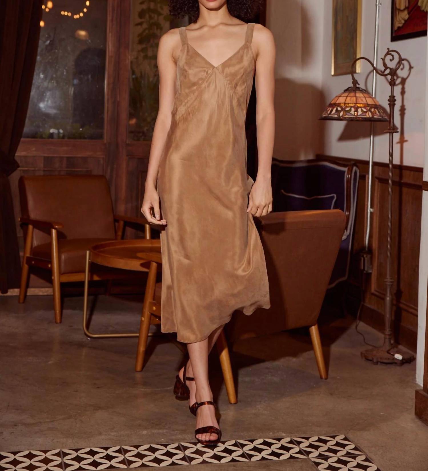 Karine Coffee Trägerkleid