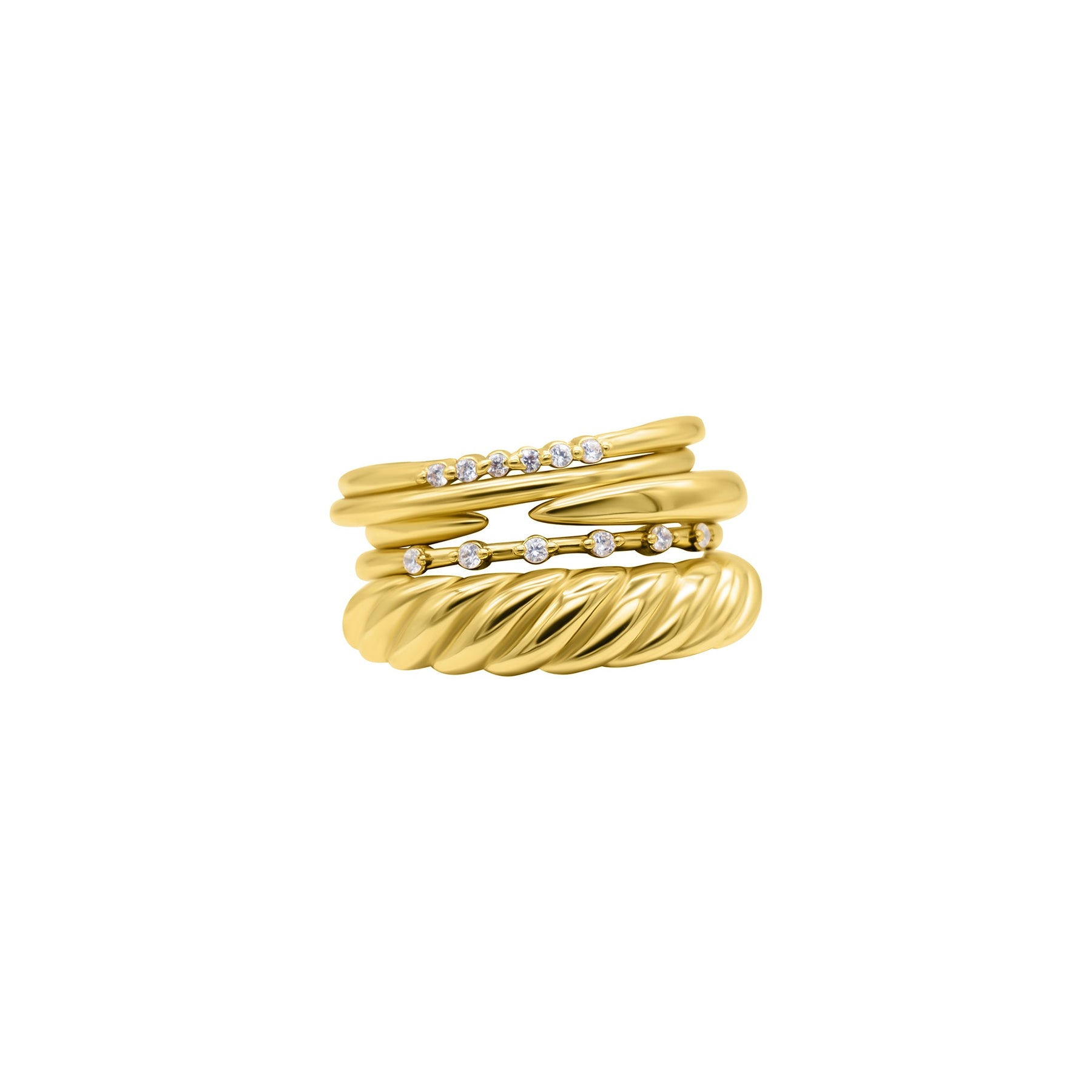 Set aus 5 stapelbaren Ringen mit 14-karätiger Vergoldung
