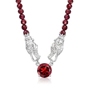 Ross-Simons Halskette aus Sterlingsilber mit Granaten und Granatperlen