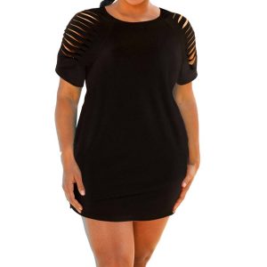 Jersey 7605028716604 Strandkleid – große Größen, Cut-outs, Schwarz