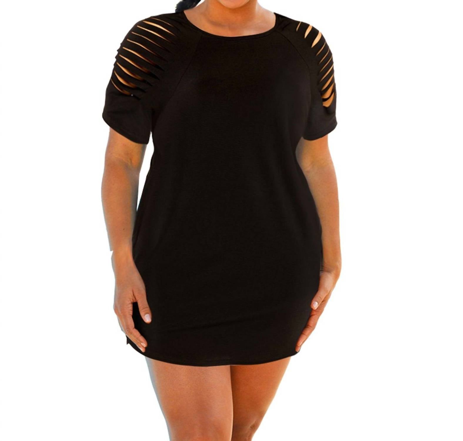 Jersey 7605028716604 Strandkleid – große Größen, Cut-outs, Schwarz