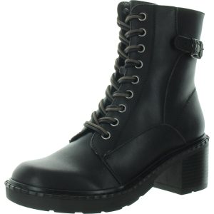 Paxon Kunstleder-Combat-Schnürstiefel mit Reißverschluss