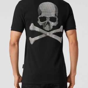 Kurzarm-Poloshirt, schmale Passform, Totenkopf-und-Knochen-Motiv – 7644980314172