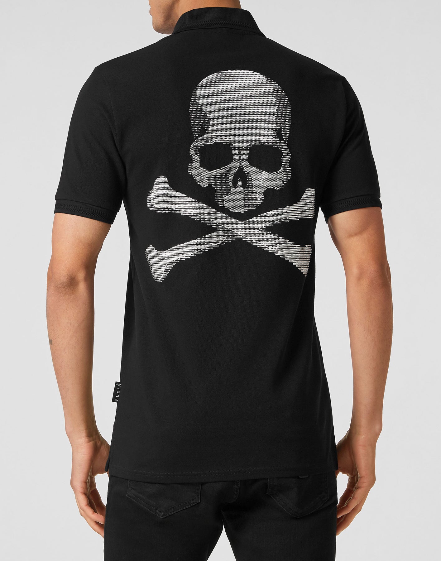 Kurzarm-Poloshirt, schmale Passform, Totenkopf-und-Knochen-Motiv – 7644980314172