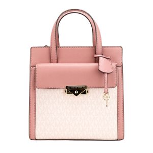Michael Kors Cece kleine Damen-Umhängetasche im Hochformat aus PVC mit Überschlag – Rosa