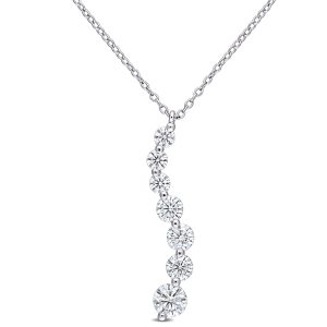 Mimi & Max Journey Anhänger mit Kette aus Sterlingsilber mit synthetischem Moissanit – 1 1/2 ct DEW