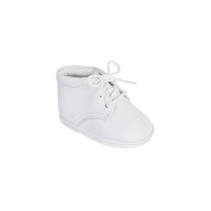 Weiße Jungen-Ledertaufstiefeletten mit Schnürverschluss, Babygröße 1 bis Kleinkindgröße 6