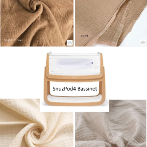 Maßgefertigtes Spannbettlaken aus Bio-Baumwollgaze für SnuzPod 4 Babywiege