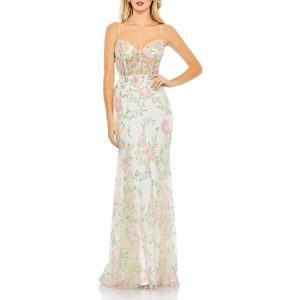 Abendkleid aus Mesh mit Korsettnähten