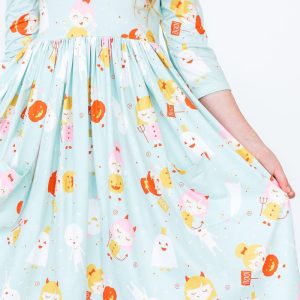 Ghouls Just Want to Have Fun Kleid mit schwingendem Rock – 3/4-Ärmel, Taschen