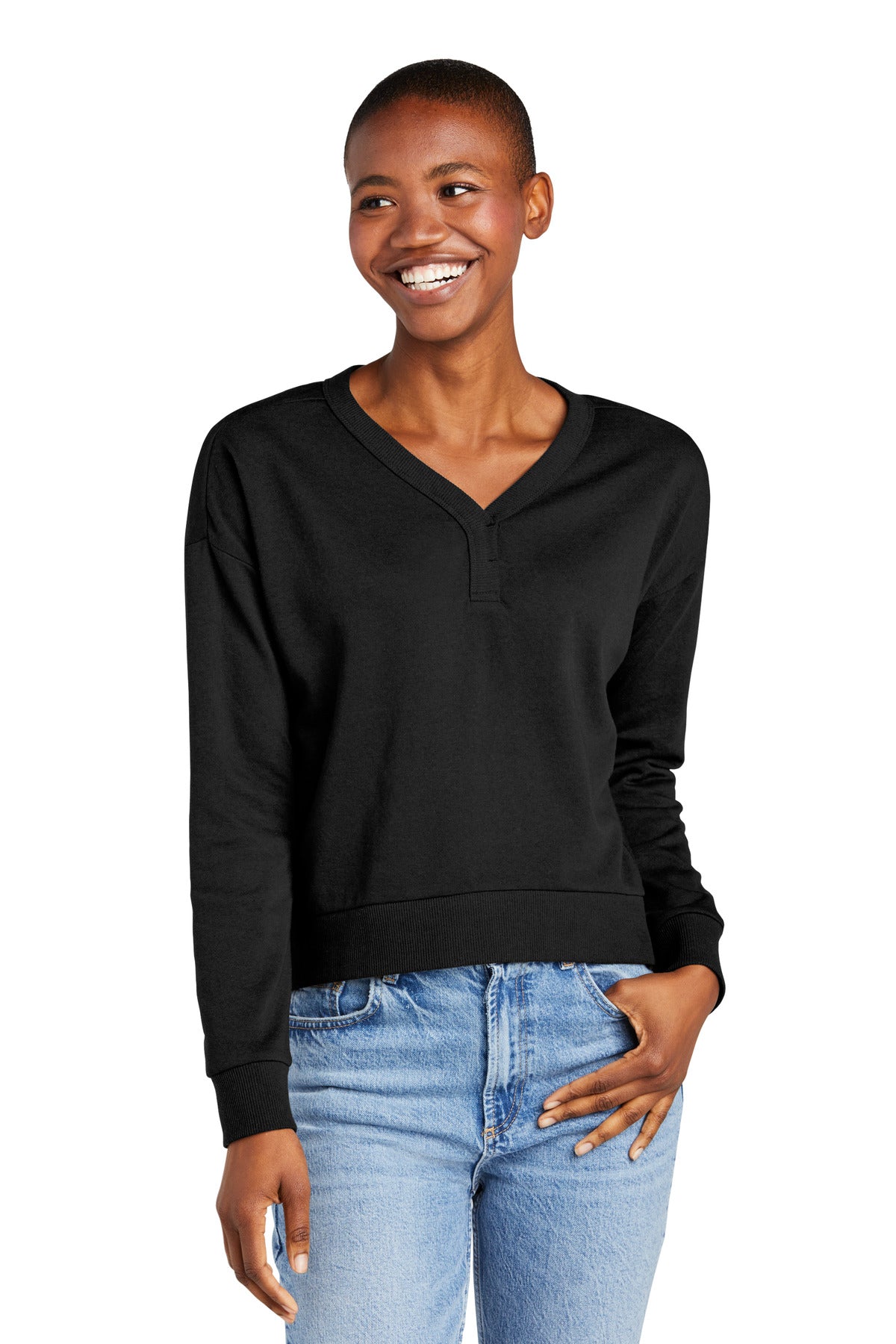 District Perfect Tri Sweatshirt – Damen, Fleece, V-Ausschnitt