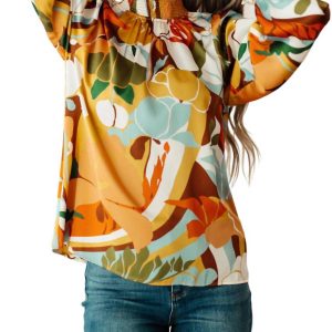 All Together Now 7732485554236 Bluse – Stehkragen, Orange