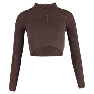Jacquemus La Maille Bormio verkürzter Pullover aus brauner Wolle