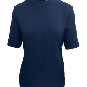 Balenciaga marineblaue Bluse mit Knotendetail hinten – 7748621172796