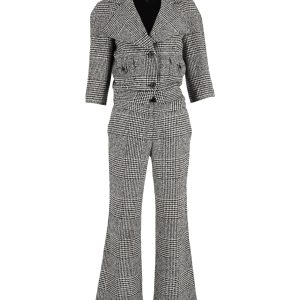 Joseph Set aus Blazer und Hose aus mehrfarbiger Schurwolle mit Hahnentrittmuster – 7748647223356