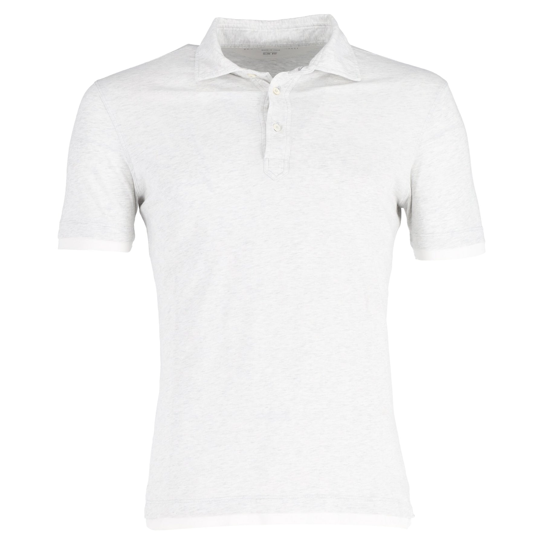 Brunello Cucinelli Poloshirt mit Lageneffekt aus grauer Seide und Baumwolle
